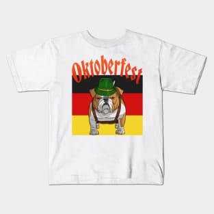 English Bulldog Lederhosen Alpine Oktoberfest Kids T-Shirt